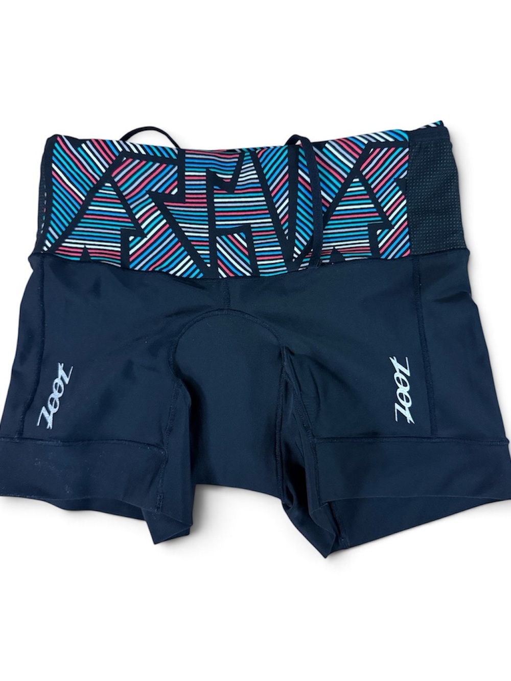 ZOOT SPORTS WOMENS GEOMETRIC PRINT COMPRESSION CYCLING TRI 6” SHORTS BLACK SMALL